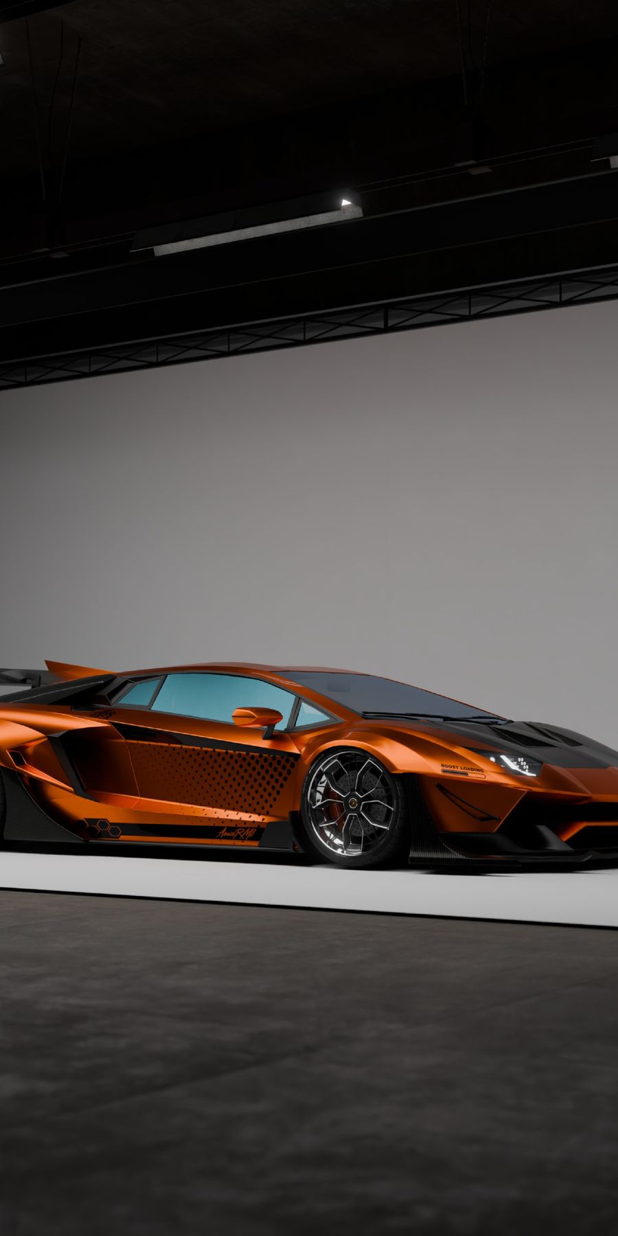 Sports car being photographed on a professional studio backdrop